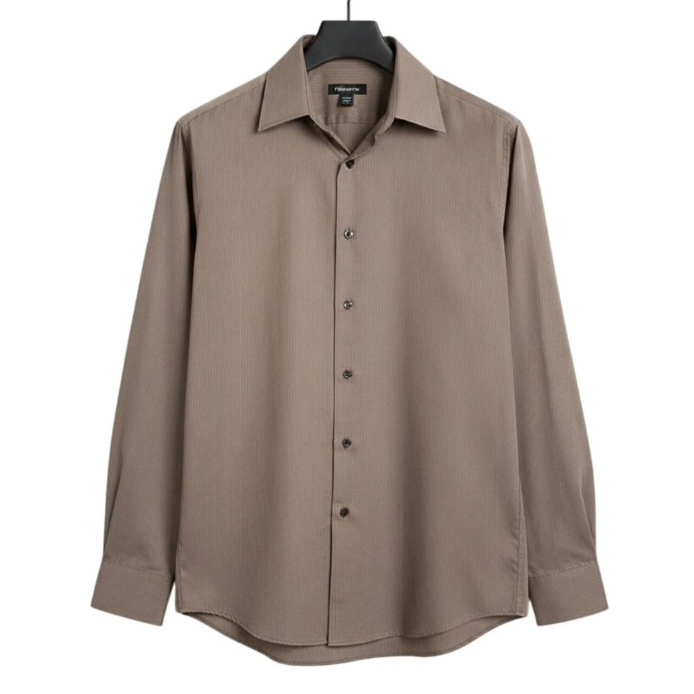 Claiborne Men's Long Sleeve Slim Fit Dress Shirt Button Down Grey Medium